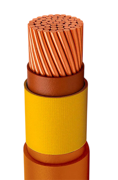 Power cable with flame retardant tape layer and copper conductor bundle